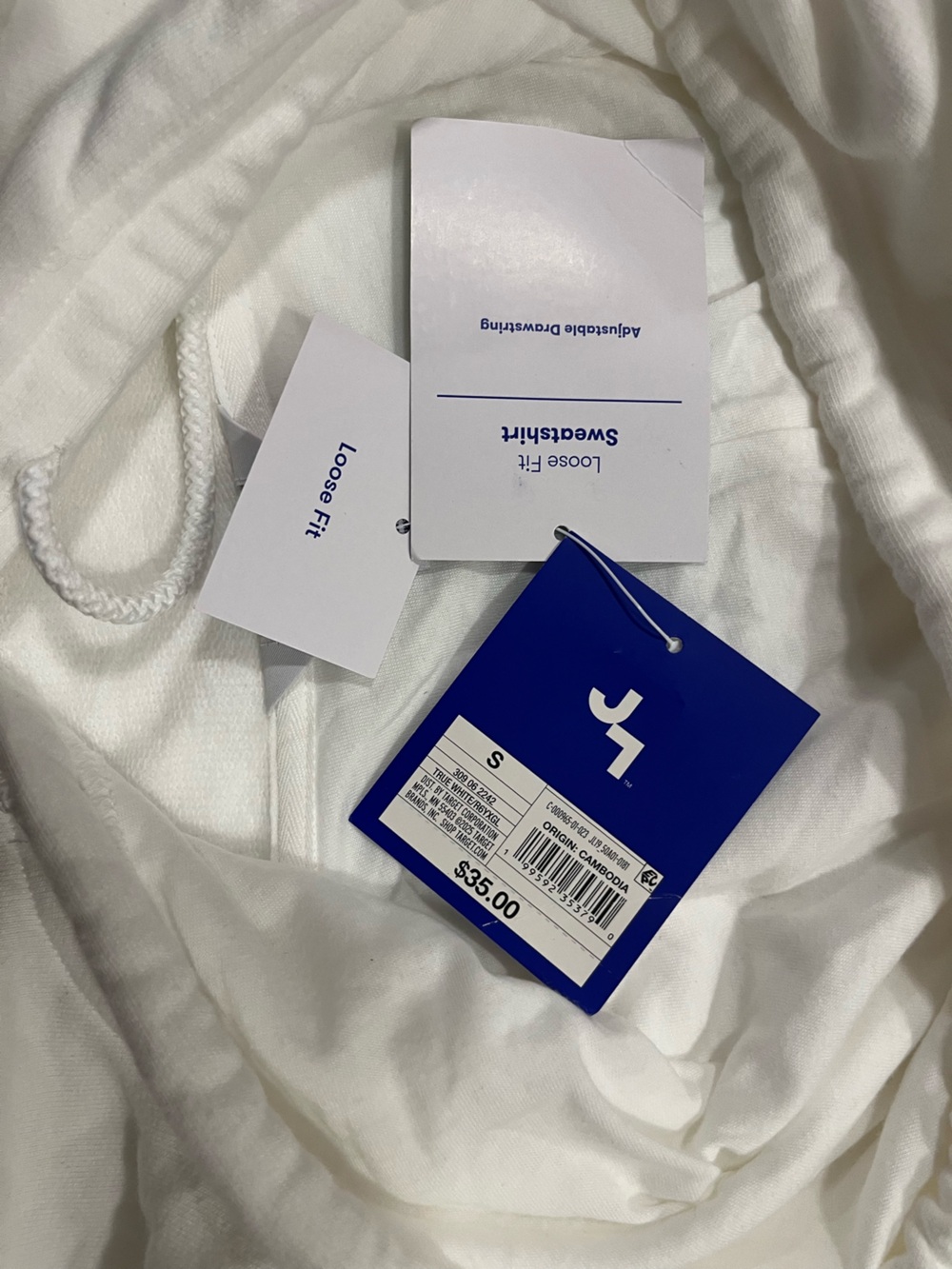 JoyLab True White Lace Detail Loose Fit Hoodie Sweatshirt Size S - Picture 5 of 5